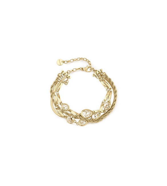Bracciale multifilo Gioielli Brosway Symphonia in acciaio dorato e cristalli bianchi BYM211