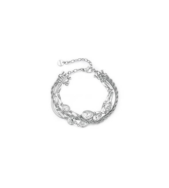 Bracciale multifilo Gioielli Brosway Symphonia in acciaio e cristalli bianchi BYM210