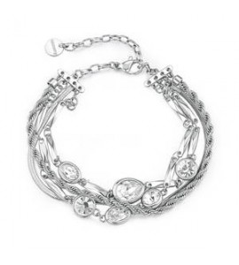 Bracciale multifilo Gioielli Brosway Symphonia in acciaio e cristalli bianchi BYM210