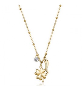 Collana Gioielli Brosway Chakra in acciaio dorato con quadrifoglio BHKN186