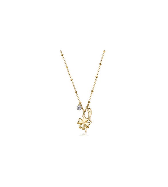 Collana Gioielli Brosway Chakra in acciaio dorato con quadrifoglio BHKN186