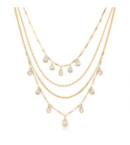 Collana multifilo Gioielli Brosway Symphonia in acciaio dorato e cristalli bianchi BYM204