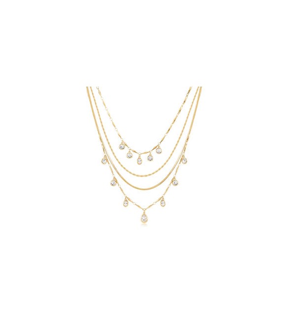 Collana multifilo Gioielli Brosway Symphonia in acciaio dorato e cristalli bianchi BYM204
