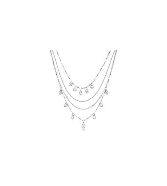 Collana multifilo Gioielli Brosway Symphonia in acciaio e cristalli bianchi BYM203