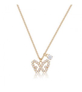 Collana Donna Gioielli Sagapò Twinkle in acciaio dorato con farfalla e cristalli SWN10
