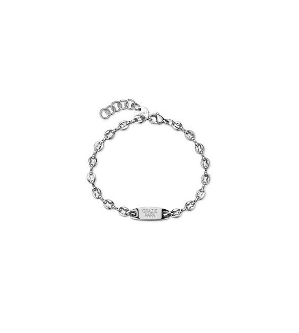 Bracciale Uomo Gioielli S\'Agapò Titan in acciaio catena Grazie Papà personalizzabile stile02