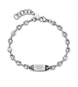 Bracciale Uomo Gioielli S\'Agapò Titan in acciaio catena Grazie Papà personalizzabile stile02