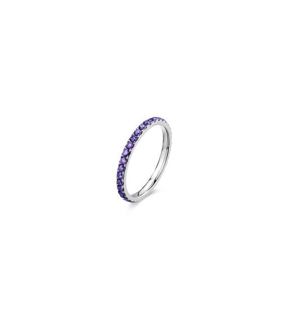 Anello girodito Gioielli Sagapò Dazzly in acciaio con cristalli ametista misura 16 SDZ158D