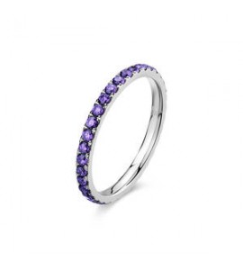 Anello girodito Gioielli Sagapò Dazzly in acciaio con cristalli ametista misura 16 SDZ158D