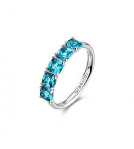 Anello Gioielli Fancy by Brosway in argento 5 zirconi cushion blu verde misura 14 FAG23C