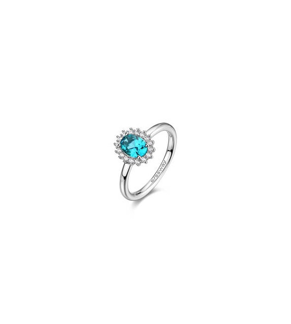 Anello Kate Gioielli Fancy by Brosway in argento zircone ovale blu verde misura 16 FAG20D