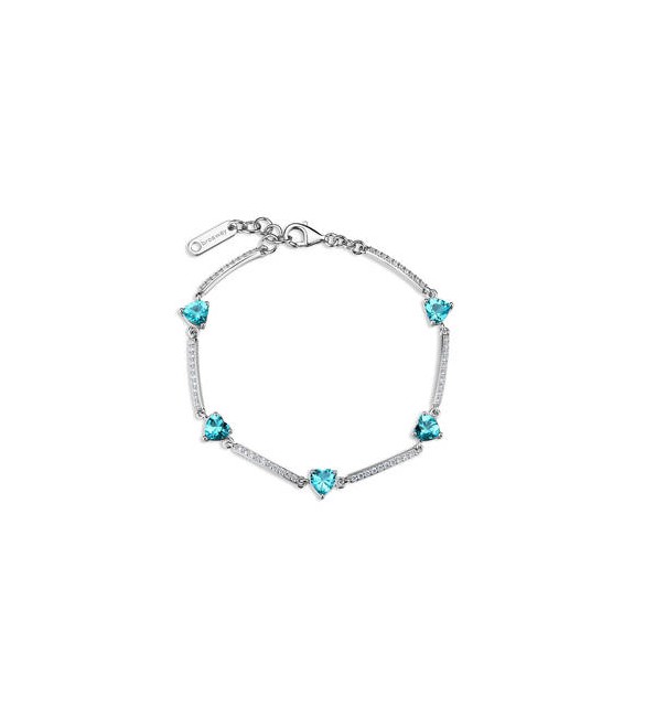 Bracciale Donna Gioielli Fancy by Brosway in argento zircone cuore blu verde FAG08
