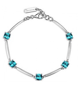 Bracciale Donna Gioielli Fancy by Brosway in argento zircone cushion blu verde FAG06