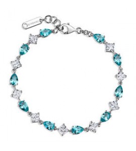 Bracciale Donna Gioielli Fancy by Brosway in argento zircone goccia blu verde FAG09