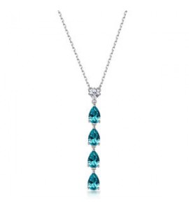 Collana Gioielli Fancy by Brosway in argento 4 zirconi forma goccia blu verde FAG04