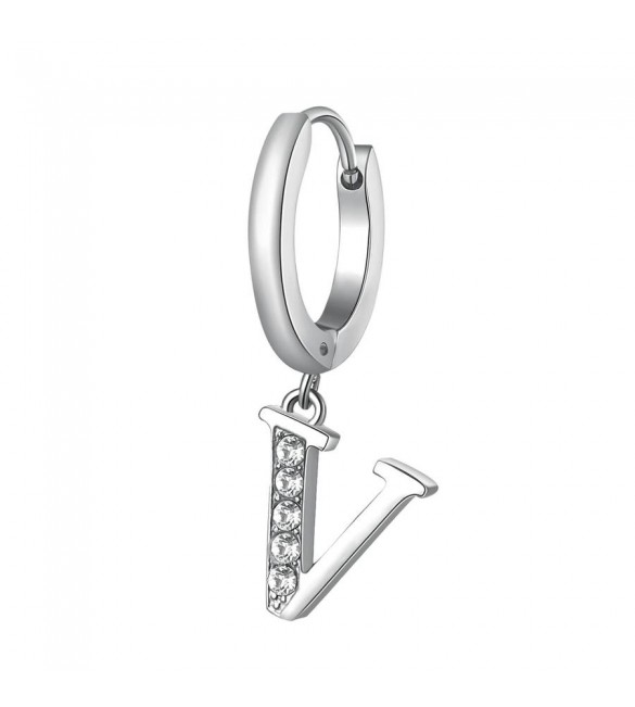 Mono Orecchino da Donna Gioielli Brosway Chakra in acciaio lettera V bhke078