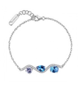 Bracciale Donna Gioielli Fancy by Brosway in argento zircone goccia, ovale azzurro FCL134