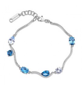 Bracciale Donna Gioielli Fancy by Brosway in argento zircone goccia, ovale azzurro FCL135
