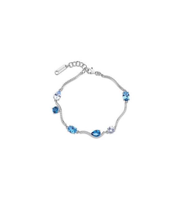Bracciale Donna Gioielli Fancy by Brosway in argento zircone goccia, ovale azzurro FCL135