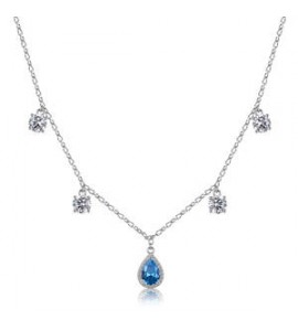 Collana Gioielli Fancy by Brosway in argento zirconi forma round e goccia  azzurro FCL133