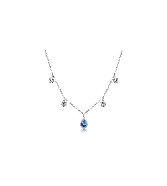 Collana Gioielli Fancy by Brosway in argento zirconi forma round e goccia  azzurro FCL133