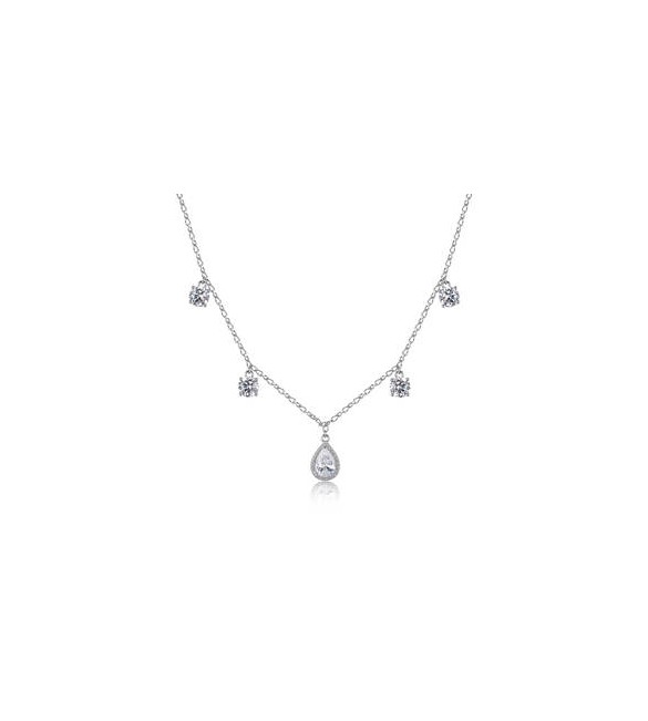 Collana Gioielli Fancy by Brosway in argento zirconi forma round e goccia bianco FIW181