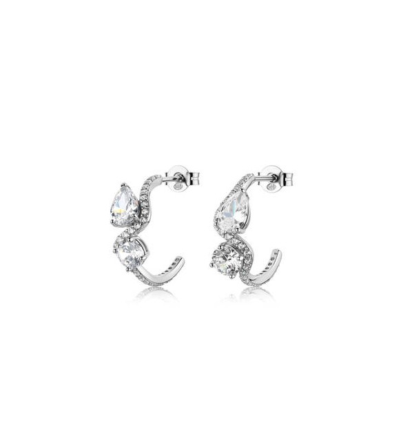 Orecchini cerchietto Donna Gioielli Fancy by Brosway in argento zircone goccia bianco FIW185