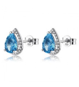 Orecchini Donna Gioielli Fancy by Brosway in argento goccia zircone azzurro FCL136