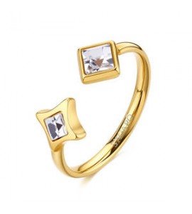 Anello Gioielli Sagapò Luce in acciaio dorato con cristalli sce62
