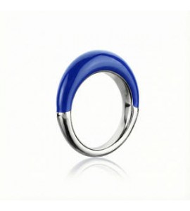 Anello Gioielli Sagapò Madame in acciaio smalto blu misura 12 SDM31B