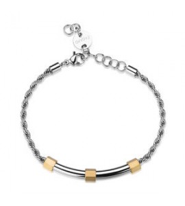 Bracciale Gioielli S\'Agapò Bound in acciaio piastra centrale bicolore satinata sbd17