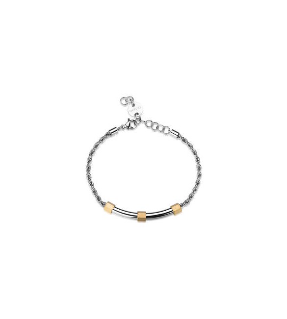 Bracciale Gioielli S\'Agapò Bound in acciaio piastra centrale bicolore satinata sbd17