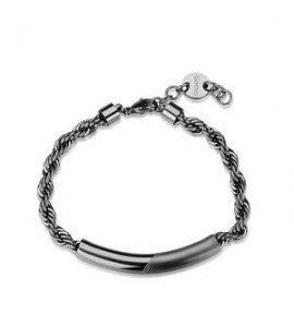 Bracciale Gioielli S\'Agapò Bound in acciaio piastra centrale brunita satinata sbd13
