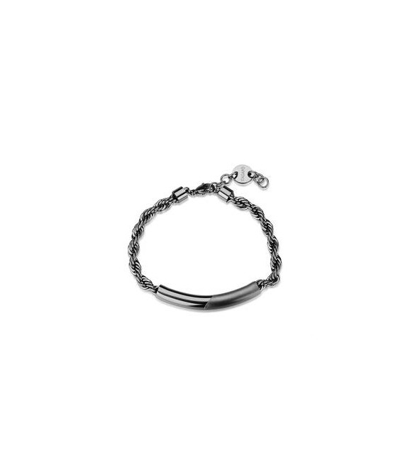 Bracciale Gioielli S\'Agapò Bound in acciaio piastra centrale brunita satinata sbd13