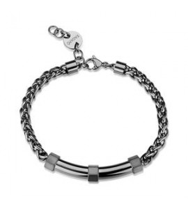 Bracciale Gioielli S\'Agapò Bound in acciaio piastra centrale brunita satinata sbd15