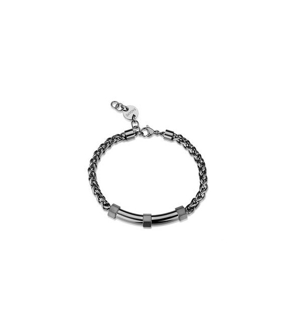 Bracciale Gioielli S\'Agapò Bound in acciaio piastra centrale brunita satinata sbd15