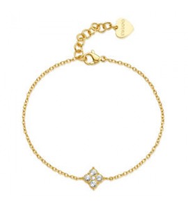 Bracciale Gioielli Sagapò Gleam in acciaio dorato con passante con cristalli sla12