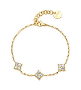 Bracciale Gioielli Sagapò Gleam in acciaio dorato con passanti con cristalli sla15