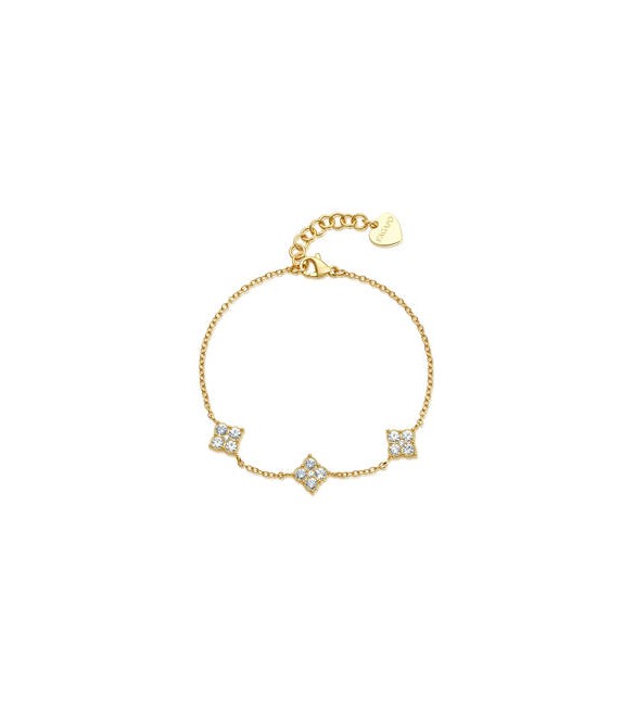 Bracciale Gioielli Sagapò Gleam in acciaio dorato con passanti con cristalli sla15