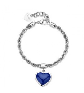 Bracciale Gioielli Sagapò Madame in acciaio con Cuore e smalto blu sdm11