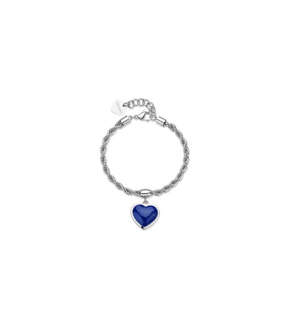 Bracciale Gioielli Sagapò Madame in acciaio con Cuore e smalto blu sdm11