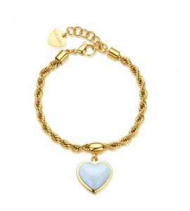 Bracciale Gioielli Sagapò Madame in acciaio dorato con Cuore e smalto bianco sdm12
