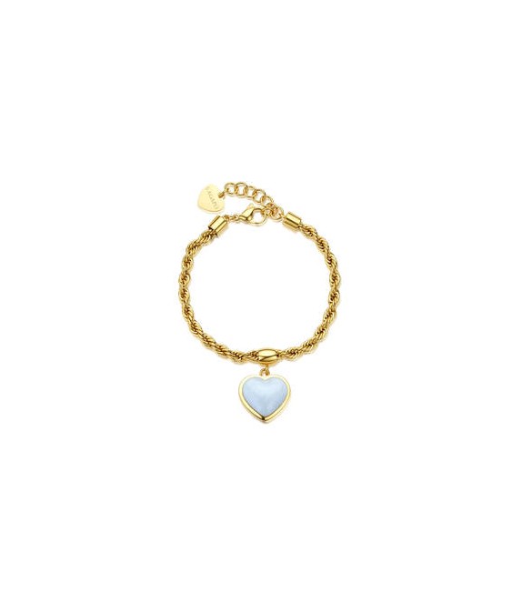 Bracciale Gioielli Sagapò Madame in acciaio dorato con Cuore e smalto bianco sdm12