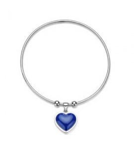 Bracciale rigido Gioielli Sagapò Madame in acciaio con Cuore e smalto blu sdm13