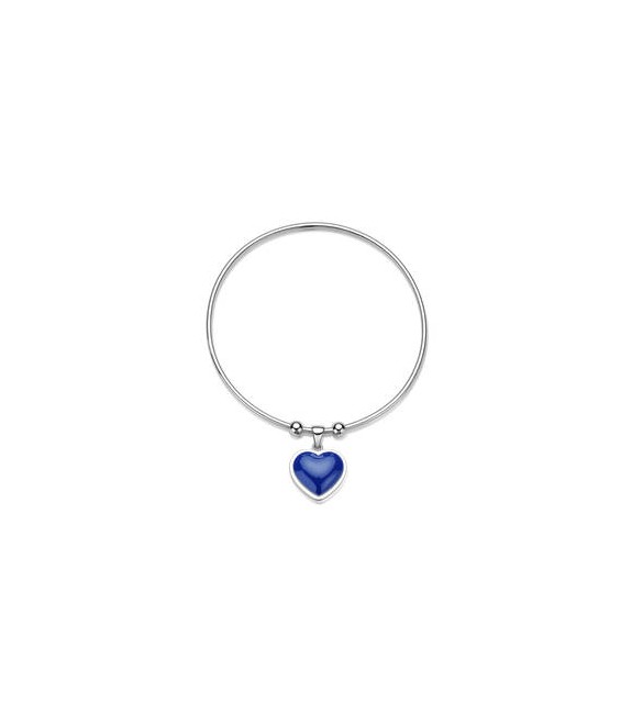 Bracciale rigido Gioielli Sagapò Madame in acciaio con Cuore e smalto blu sdm13