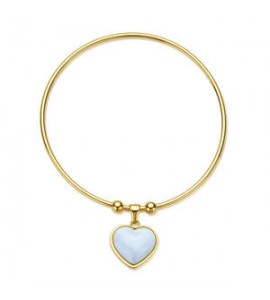 Bracciale rigido Gioielli Sagapò Madame in acciaio dorato con Cuore e smalto bianco sdm14