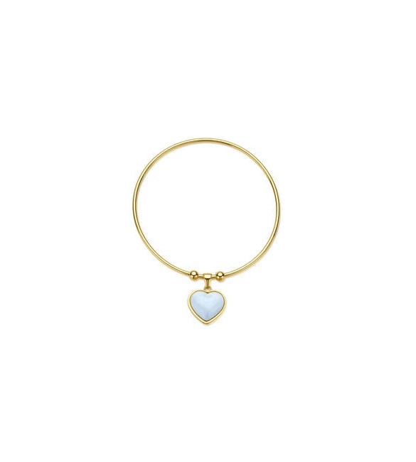 Bracciale rigido Gioielli Sagapò Madame in acciaio dorato con Cuore e smalto bianco sdm14