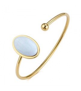 Bracciale rigido Gioielli Sagapò Madame in acciaio dorato con elemento smalto bianco sdm16