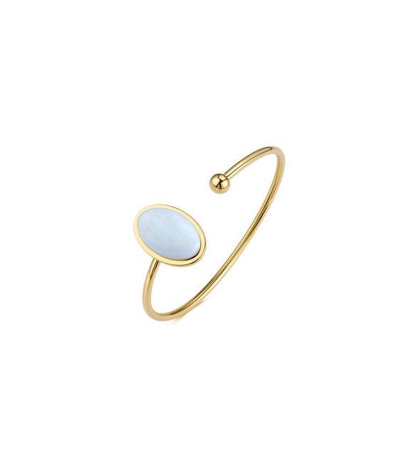 Bracciale rigido Gioielli Sagapò Madame in acciaio dorato con elemento smalto bianco sdm16