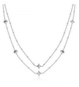 Collana doppio filo Gioielli Sagapò Luce in acciaio con cristalli bianchi sce49